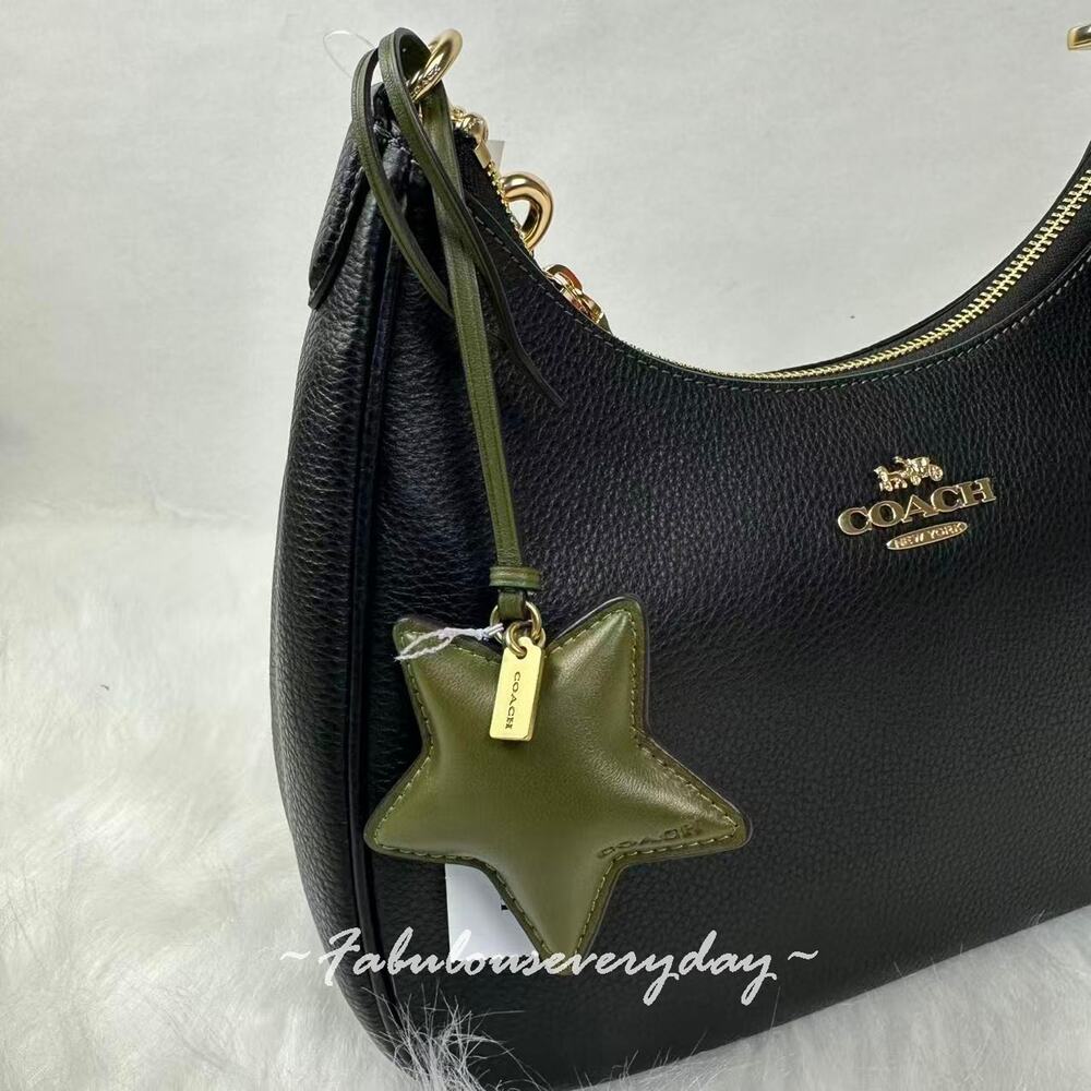 Coach Star Puffy Bag Charm in Leather/Olive CCX47 NWT